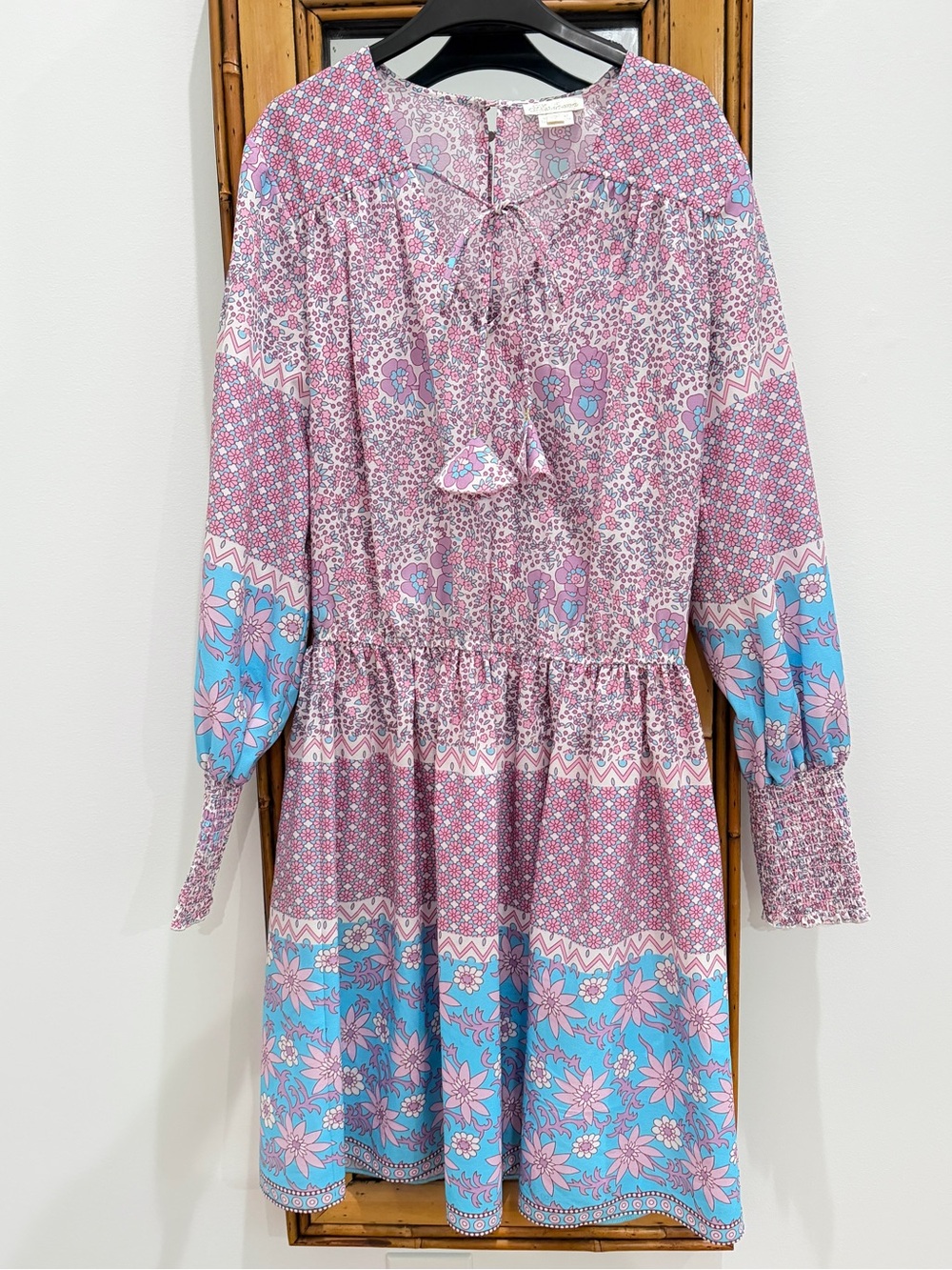 Shoshanna Torrance dress blue pink size 2 like new
